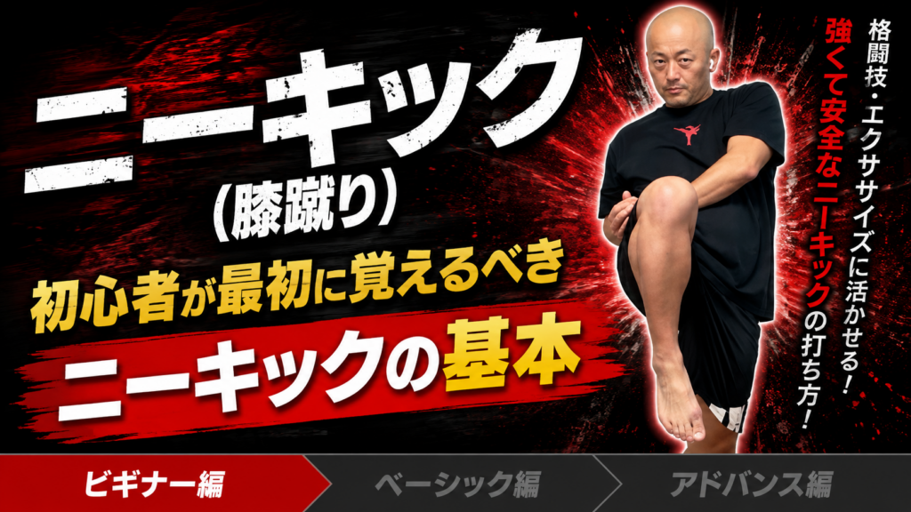【ニーキック① ビギナー編】初心者が最初に覚えるべきニーキックの基本／打撃面、軸足、下半身、上半身、腕の使い方、攻撃のイメージ